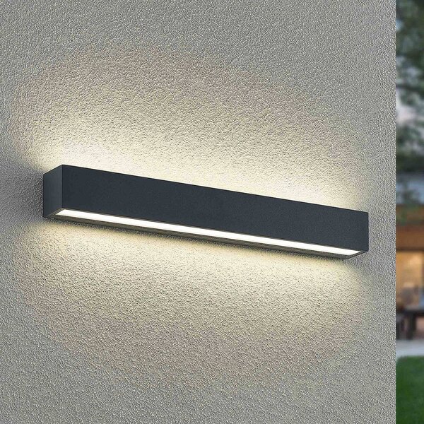 Arcchio LED nástěnné světlo Lengo, 50 cm, 2křídlé, antracitové,, Černá, Hliník, Moderní