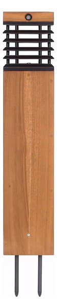 Les Jardins LED solární osvětlení Tekura, teak/šedá, 75 cm, stmívatelný, Světlé dřevo, Dřevo, Venkovní patník / osvětlení cesty