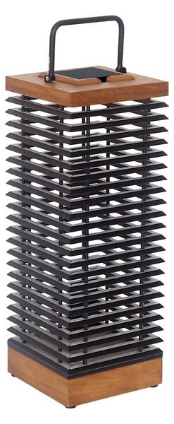 Les Jardins LED solární lucerna Tekura, teak/šedá, 66 cm, stmívatelný, Světlé dřevo, Dřevo, Lucerna