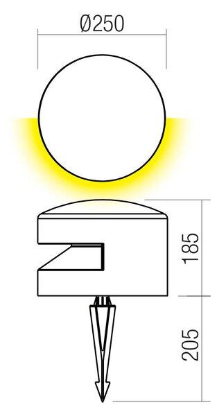 Redo Venkovní LED sloupek CLIFF 15W, v. 185 mm, IP65, 24V Barva: Antracit, Barva světla: 3000K, Úhel paprsku: 360°