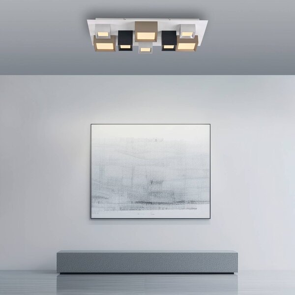 PURE LED stropní svítidlo Manhatten, vícebarevné, 8 žárovek,, stmívatelný, Vícebarevná, Chodba, Hliník, Moderní