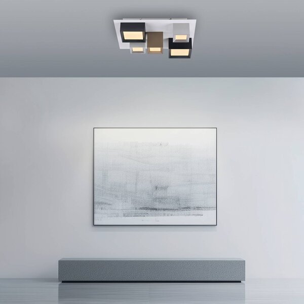 PURE LED stropní svítidlo Manhatten, vícebarevné, 5 žárovek,, stmívatelný, Vícebarevná, Chodba, Hliník, Moderní
