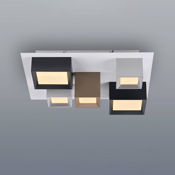 PURE LED stropní svítidlo Manhatten, vícebarevné, 5 žárovek,, stmívatelný, Vícebarevná, Chodba, Hliník, Moderní