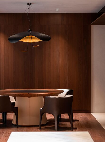 Catellani & Smith Luxusní závěsné LED svítidlo Lederam Manta S2, 2700K, 2x14W Barva: Bílá/Satén