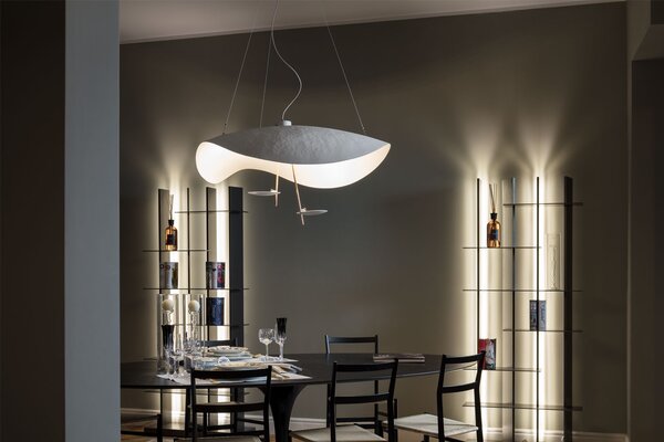 Catellani & Smith Luxusní závěsné LED svítidlo Lederam Manta S2, 2700K, 2x14W Barva: Bílá/Satén