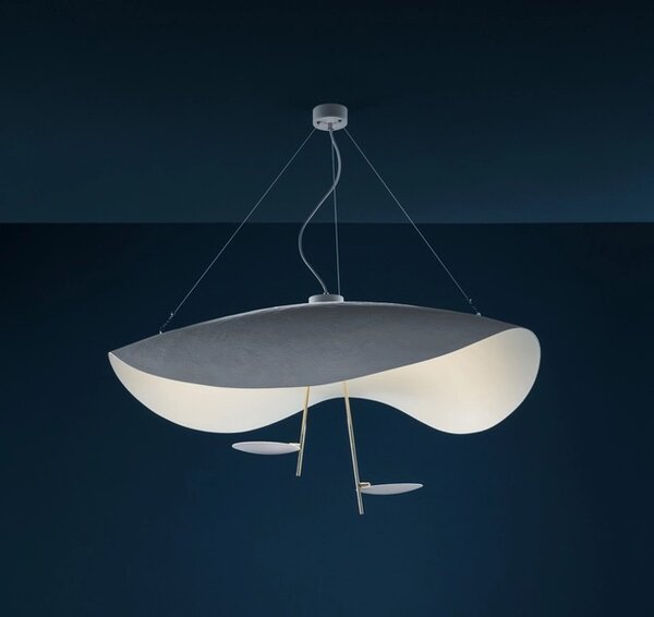 Catellani & Smith Luxusní závěsné LED svítidlo Lederam Manta S2, 2700K, 2x14W Barva: Bílá/Satén