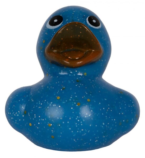 Modrá gumová koupací kachnička s třpytkami Glow Up – 6 cm