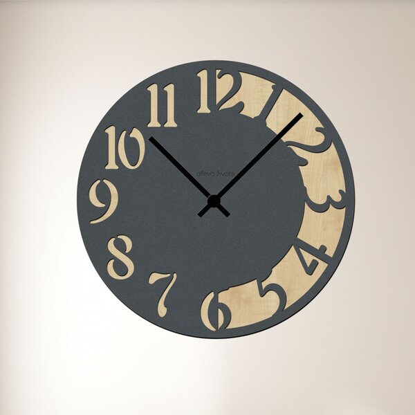 Nástěnné hodiny CLOCK Zvolte barvu dekoru: Antracit-Černá | Velikost hodin: 35x35 | Barva ručiček: Stříbrné