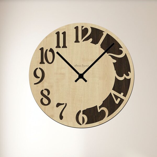 Nástěnné hodiny CLOCK Zvolte barvu dekoru: Javor-Wenge | Velikost hodin: 35x35 | Barva ručiček: Černé