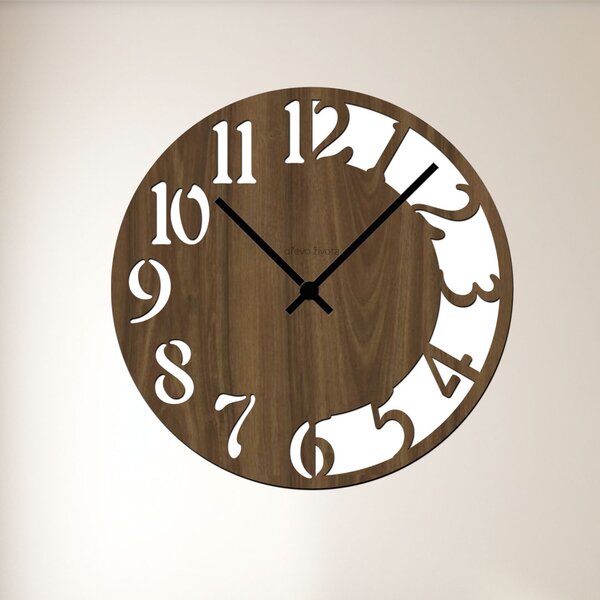 Nástěnné hodiny CLOCK Zvolte barvu dekoru: Ořech | Velikost hodin: 35x35 | Barva ručiček: Černé