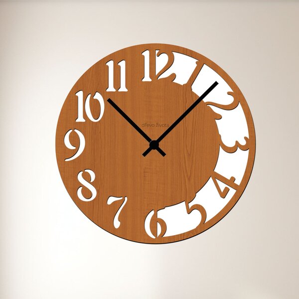 Nástěnné hodiny CLOCK Zvolte barvu dekoru: Třešeň | Velikost hodin: 35x35 | Barva ručiček: Černé
