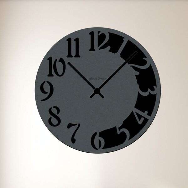 Nástěnné hodiny CLOCK Zvolte barvu dekoru: Antracit-Černá | Velikost hodin: 35x35 | Barva ručiček: Stříbrné