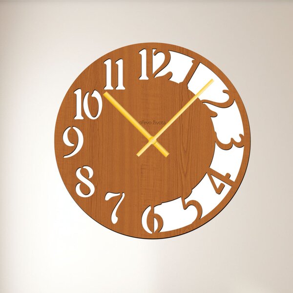 Nástěnné hodiny CLOCK Zvolte barvu dekoru: Třešeň | Velikost hodin: 35x35 | Barva ručiček: Zlaté