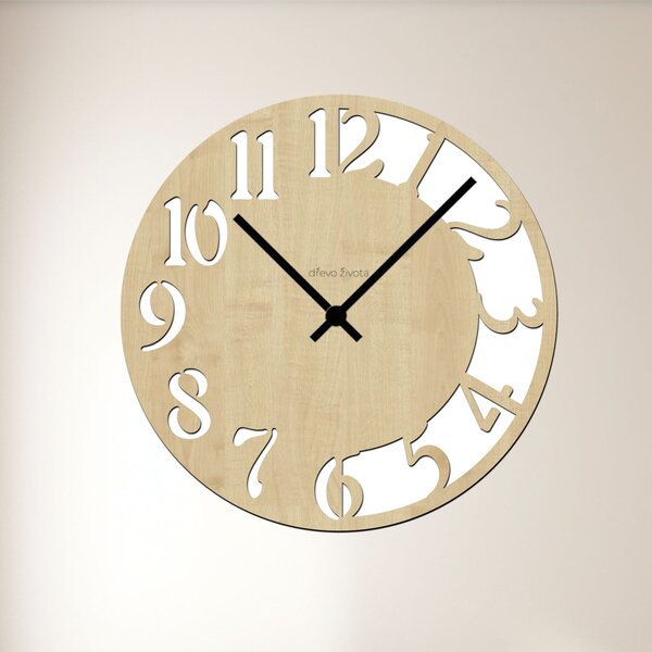 Nástěnné hodiny CLOCK Zvolte barvu dekoru: Javor | Velikost hodin: 35x35 | Barva ručiček: Černé