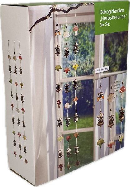 Závěs 110 cm dekor šiška, list, zvíře, set 3 ks