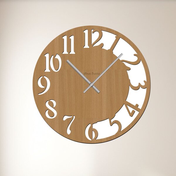 Nástěnné hodiny CLOCK Zvolte barvu dekoru: Buk | Velikost hodin: 35x35 | Barva ručiček: Stříbrné
