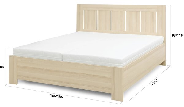 Postel AURA + 2 polohovatelné lamelové rošty Šířka 180 cm, Akácie skořice