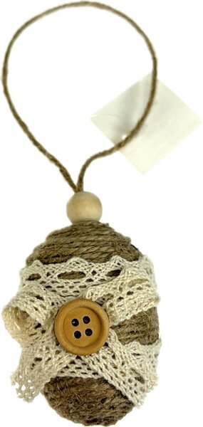 Přírodní závěsné vajíčko 6,5x4,5 cm rustic juta