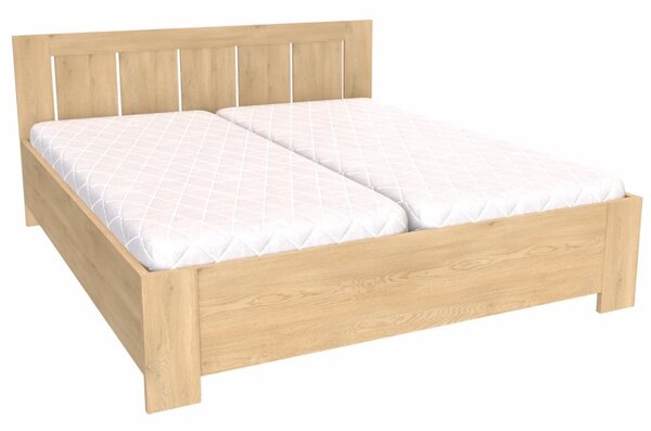 Postel AURA + 2 polohovatelné lamelové rošty Šířka 180 cm, Akácie skořice