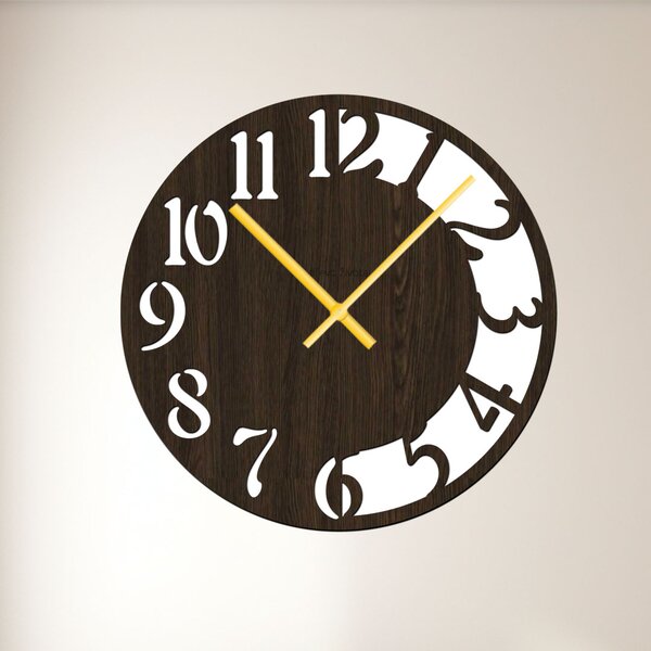 Nástěnné hodiny CLOCK Zvolte barvu dekoru: Wenge | Velikost hodin: 35x35 | Barva ručiček: Zlaté