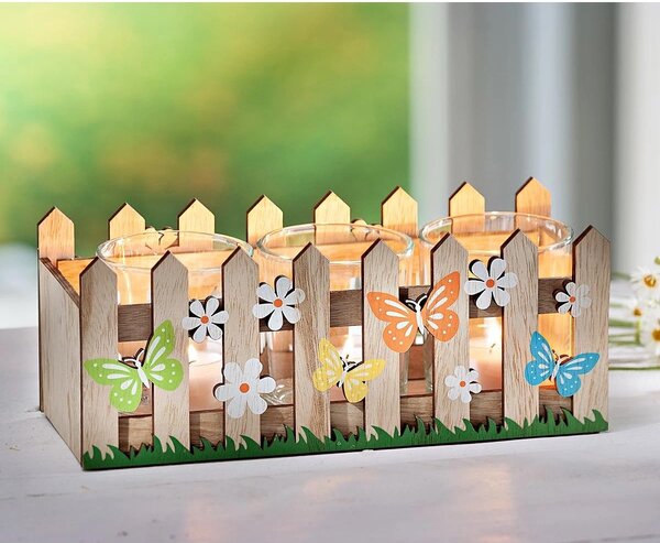 Svícen zahrádka set 3 ks, vel. 24x10x10 cm