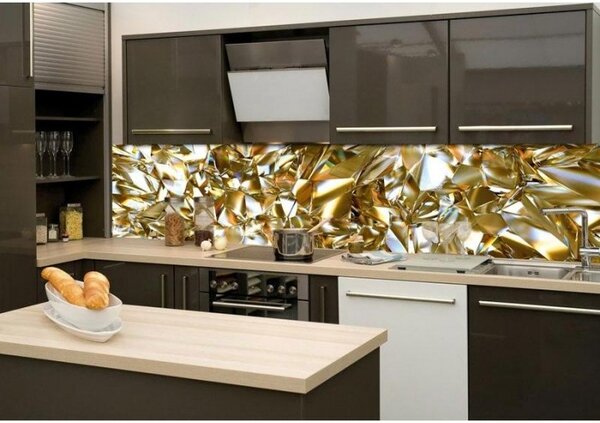 KI-260-072 Fototapeta do kuchyně Zlatý krystal | 260 x 60 cm