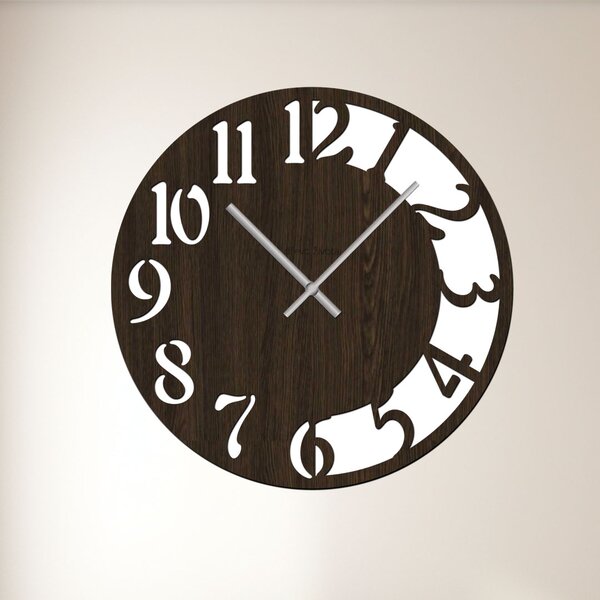 Nástěnné hodiny CLOCK Zvolte barvu dekoru: Wenge | Velikost hodin: 35x35 | Barva ručiček: Stříbrné