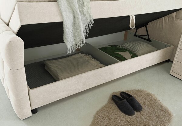 POSTEL BOXSPRING, 180/200 cm, krémová MID.YOU - Postele s úložným prostorem, Online Only