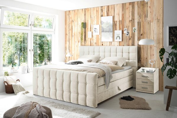 POSTEL BOXSPRING, 180/200 cm, krémová MID.YOU - Postele s úložným prostorem, Online Only