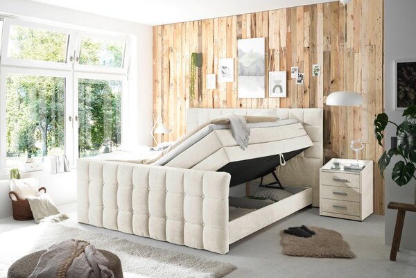 POSTEL BOXSPRING, 180/200 cm, krémová MID.YOU - Postele s úložným prostorem, Online Only