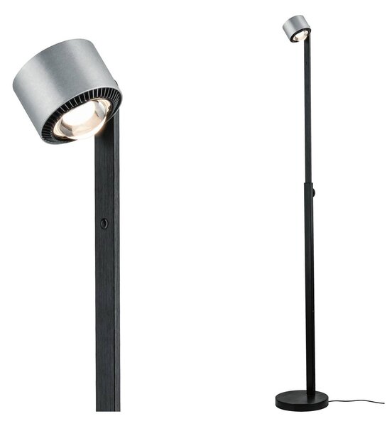 Paulmann LED stojací lampa Aldan, kov, nastavitelná, stmívatelná, stmívatelný, Černá, Obývací pokoj / jídelna, Hliník, Moderní, Lampička na čtení