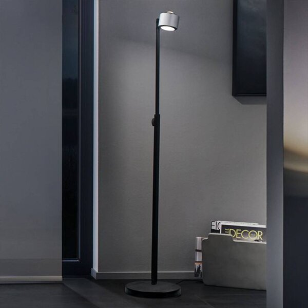 Paulmann LED stojací lampa Aldan, kov, nastavitelná, stmívatelná, stmívatelný, Černá, Obývací pokoj / jídelna, Hliník, Moderní, Lampička na čtení