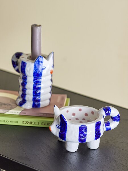 Keramický svícen Caty Blue – set 2 ks