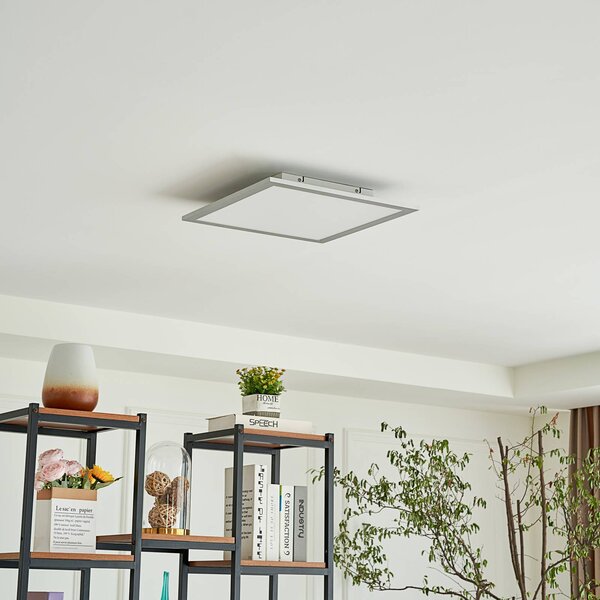 Lindby LED panel Livel, 40 cm x cm, dálkové ovládání, stmívatelný, Hliník / šedá / zinek, Kuchyň, Plast, Moderní