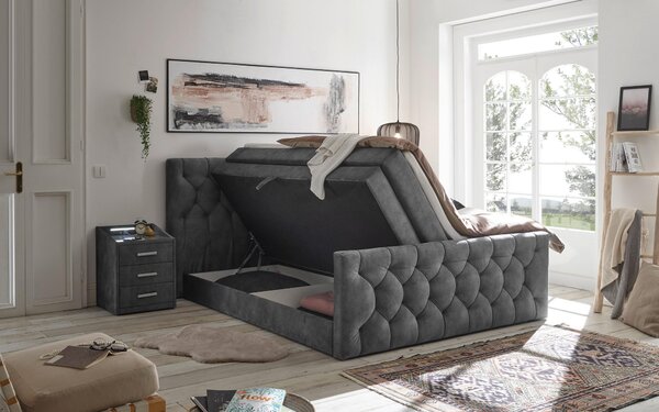 POSTEL BOXSPRING, 180/200 cm, antracitová MID.YOU - Postele s úložným prostorem, Online Only