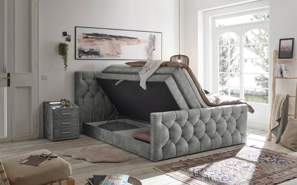 POSTEL BOXSPRING, 180/200 cm, šedá MID.YOU - Postele s úložným prostorem, Online Only