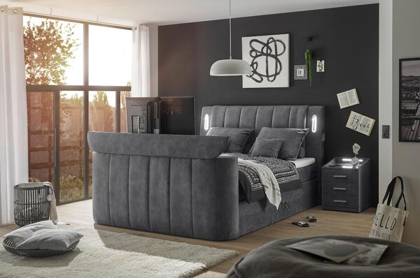 POSTEL BOXSPRING, 180/200 cm, antracitová MID.YOU - Postele s úložným prostorem, Online Only