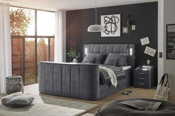 POSTEL BOXSPRING, 180/200 cm, antracitová MID.YOU - Postele s úložným prostorem, Online Only