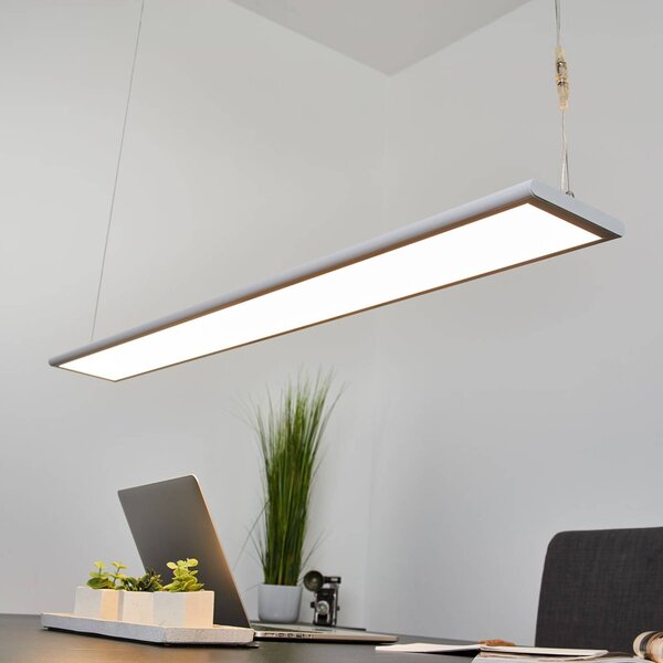 Arcchio LED kancelářská závěsná lampa Samu, nahoru/dolů, stmívatelná, hliník, stmívatelný, Bílá / opál, Pracovna / kancelář, Plast, Moderní