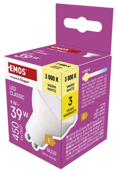 Emos lighting LED žárovka Classic MR16 4W GU10 teplá bílá