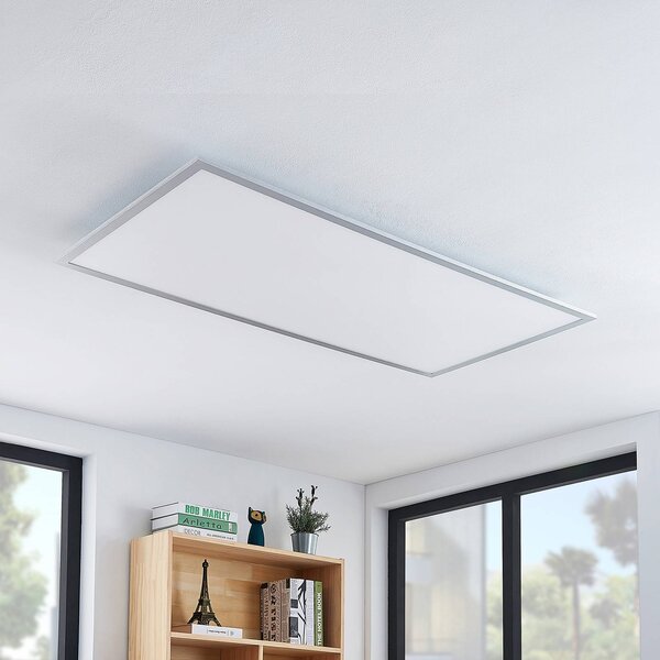 Lindby LED stropní svítidlo Zento, 120 cm, stříbrná, 4 000 K, Hliník / šedá / zinek, Kuchyň, Plast, Moderní