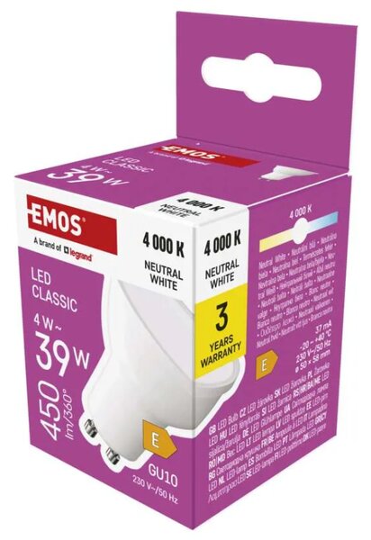 Emos lighting LED žárovka Classic MR16 4W GU10 neutrální bílá
