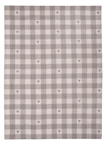 Šedo-bílá bavlněná utěrka se srdíčky Love It II – 50x70 cm