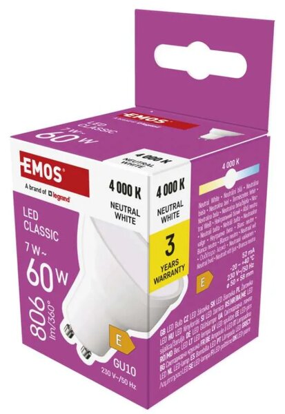 Emos lighting LED žárovka Classic MR16 7W GU10 neutrální bílá