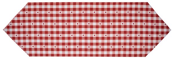Červeno-bílý bavlněný ubrus / běhoun na stůl se srdíčky Love It – 50x160 cm