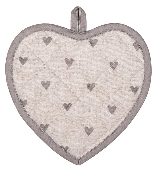 Šedo-bílá bavlněná chňapka / podložka pod hrnec se srdíčky Love It – 20x20 cm