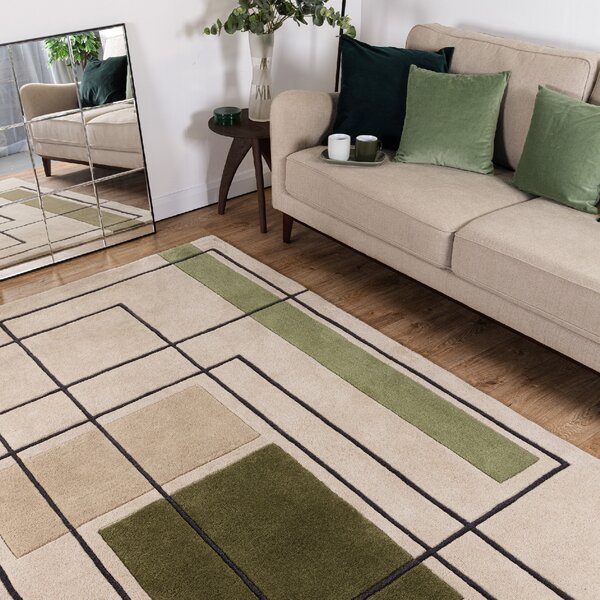 Tribeca Design Kusový koberec Jigsaw Outline Khaki Rozměry: 120x170 cm