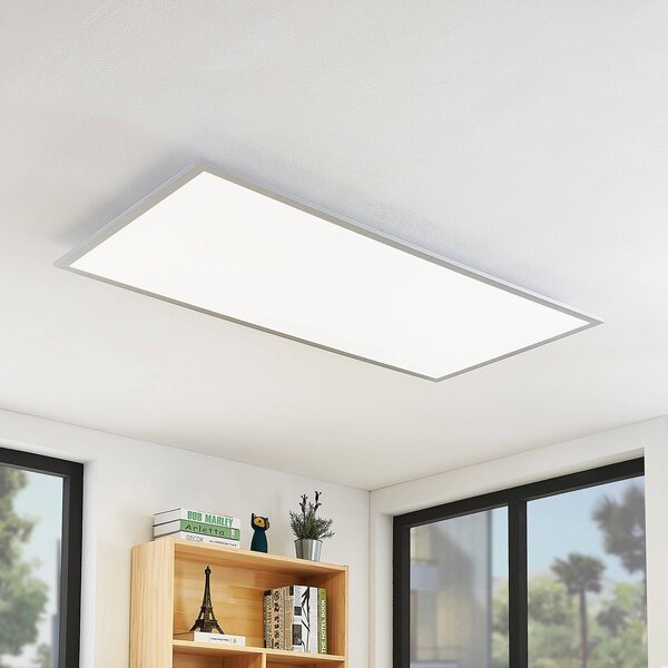 Lindby LED stropní svítidlo Zento, 120 cm, stříbrná, 4 000 K, Hliník / šedá / zinek, Kuchyň, Plast, Moderní