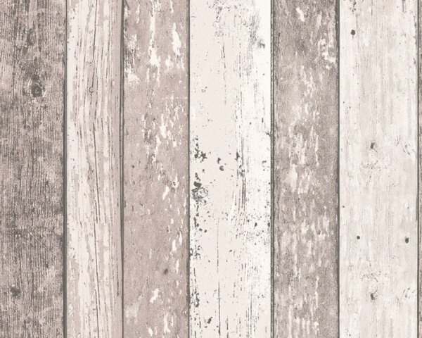 A.S. Création | Vliesová tapeta na zeď Best of Wood & Stone 8550-53 | 0,53 x 10,05 m | bílá, béžová, hnědá