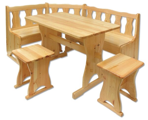 NR102 set jídelní rohová lavice+stůl+taburety masiv borovice Drewmax (Kvalitní nábytek z borovicového masivu)